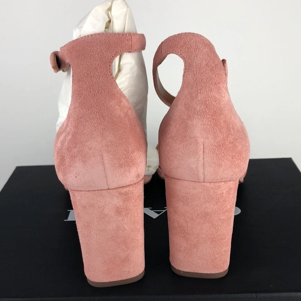 NEW Coach Chain Link Strap Suede Peep Toe Ankle Strap Sandals Heels 8